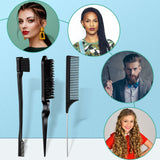Back Hair Brush Set Bristle Hair Brush Edge Control Brush Teasing Comb for Women Baby Kids' Black Hair (Black) In Australia - Darrahopens