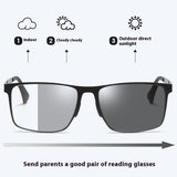 Photochromic Short Sighted Nearsighted Glasses For Men Women UV Blue Light Filter Myopia Eyeglasses（black）