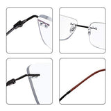 Rimless Progressive Multifocus Reading for Women Men Unisex Rectangular Eyewear Magnification Presbyopia Eyeglasses