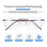 Rimless Progressive Multifocus Reading for Women Men Unisex Rectangular Eyewear Magnification Presbyopia Eyeglasses In Australia - Darrahopens