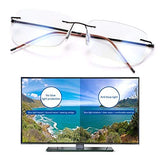 Rimless Progressive Multifocus Reading for Women Men Unisex Rectangular Eyewear Magnification Presbyopia Eyeglasses