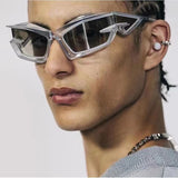 Trendy Wrap Around Sunglasses for Men Women Fashion Cool Sport Stylish Cat Eye Sun Glasses Glasses Alien Space Shades