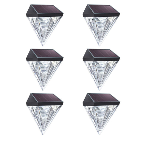 Solar Fence Lights Diamond, 6 Pack Deck Lights Outdoor Waterproof Step Lights Solar Powered for Garden Yard Patio Stair,Wall Mount In Australia - Darrahopens