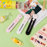 Cute Retractable Box Cutters,Sharp Cartons Cardboard Cutter Razor Knife for Christmas,Smooth Mechanism Perfect for Office (3 Pack)