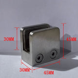Heavy Duty Square Flat Back Glass Clamp 45×45 mm for Tempered Glass or Laminated Glass, Satin/Brushed Finish(pcs)