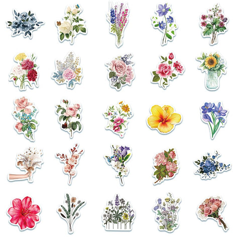 50 Pcs Flower Stickers,Vinyl Waterproof Stickers for Laptop,Skateboard,Water Bottles,Cute Flower Stickers for Kids Teens Adult In Australia - Darrahopens