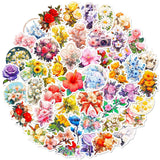 50 Pcs Flower Stickers, Non-Repetitive Funny Design Romantic Flower Stickers, Cute Stickers Vinyl Waterproof Stickers for Girls In Australia - Darrahopens