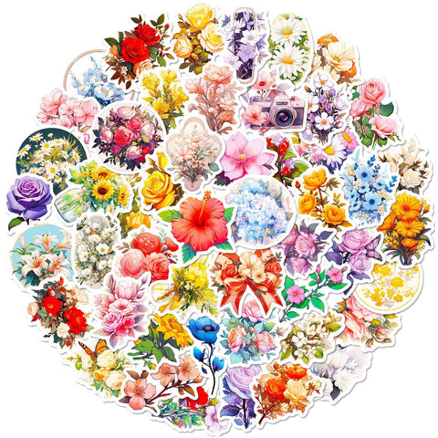 50 Pcs Flower Stickers, Non-Repetitive Funny Design Romantic Flower Stickers, Cute Stickers Vinyl Waterproof Stickers for Girls In Australia - Darrahopens