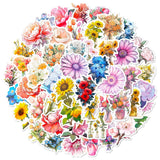 50 PCS Cute Flower Stickers Waterproof Flower Stickers for Water Bottle,Vinyl, Aesthetic, Trendy, Waterproof Stickers and Decals