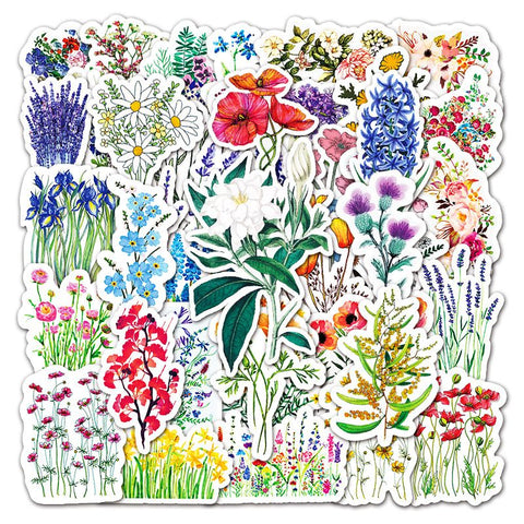 50 Pcs Flower Stickers,Vinyl Waterproof Stickers for Laptop,Bumper,Skateboard,Water Bottles,Computer,Phone, Cute In Australia - Darrahopens