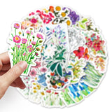 50 Pcs Flower Stickers,Vinyl Waterproof Stickers for Laptop,Bumper,Skateboard,Water Bottles,Computer,Phone, Cute