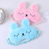 4 Pack Cute Animal Rabbit Sleeping Eye Mask Soft Plush Blindfold Sleep Masks Eye Cover for Kids Girls Women Home Sleeping