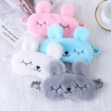 4 Pack Cute Animal Rabbit Sleeping Eye Mask Soft Plush Blindfold Sleep Masks Eye Cover for Kids Girls Women Home Sleeping