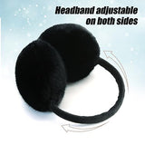 Ear Muffs for Women Faux Fur Winter Girls Earmuffs Fluffy Adjustable Ear Warmers Cute Ear Covers Black Warm Ear