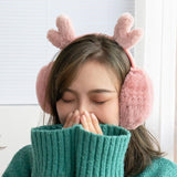 Ear Muffs for Winter Cute Reindeer Antlers Earmuffs Warm Faux Fur Ear Warmers Proof Warm Sleeve Earmuffs Noise （2pcs）