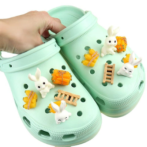 10 Pcs Cute 3D Animal Adorn,Rabbit,Basket,Radish Kit,Shoe Decoration for Shoes with Holes,Shoe Accessories for Boys and Girls In Australia - Darrahopens