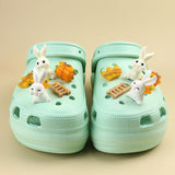 10 Pcs Cute 3D Animal Adorn,Rabbit,Basket,Radish Kit,Shoe Decoration for Shoes with Holes,Shoe Accessories for Boys and Girls
