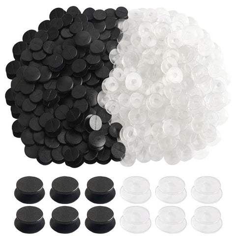 200 PCS Buckle Plastic Button, 2 Colors Shoe Charm Buttons Round Buttons Wristband Charm Backs(Black, Transparent) In Australia - Darrahopens