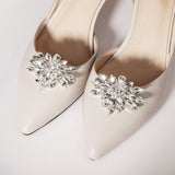 A Pair of Flower-shaped Rhinestones Crystal Shoe Clips Women Bride Wedding Party Jewelry Charms Buckle Shoe Decoration Accessories