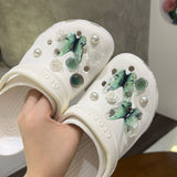 Butterfly Shoe Decoration Charms,Bling Shoe Accessories DIY Charms Chains for Women Clogs Sandals,Fashion Pearl Camellia Rose In Australia - Darrahopens