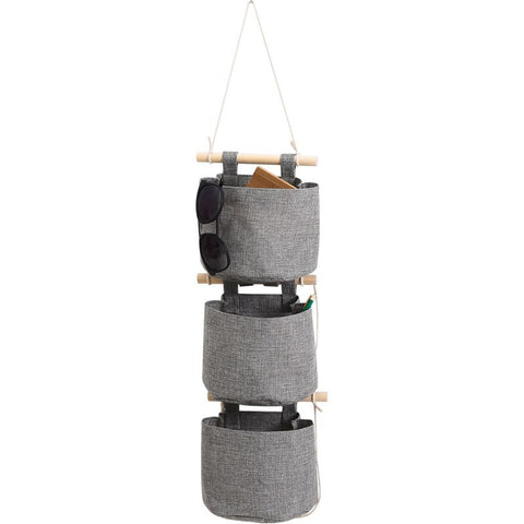 Cotton Linen Fabric Closet Detachable Foldable Washable Hanging Storage Bag with 3 Pockets Over The Wall Door Organizer for Room In Australia - Darrahopens