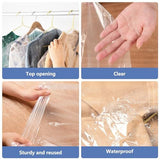 10 Pack Extra Long Plastic Garment Bag Dust Proof Clear Plastic Clothes Covers for Hanging Clothes Cleaning Bags for Long Dresses