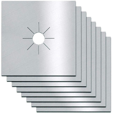 Stove Covers, Gas Stove Protectors (8 Pcs, 10.6" x 10.6") 0.3 mm Double Thickness, Reusable, Non-Stick, Easy to Clean