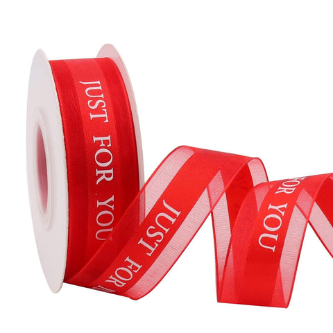 Red Ribbon Printing JUST for You Fabric Craft Ribbon Perfect for Craft, Bows, Gift Wrapping, Flower Bouquet In Australia - Darrahopens