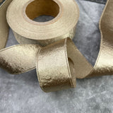 Velvet Wired Ribbon Metallic Crushed Velvet Christmas Ribbon for Wrapping Christmas Tree Crafts, Wreath Decoration （2pcs）