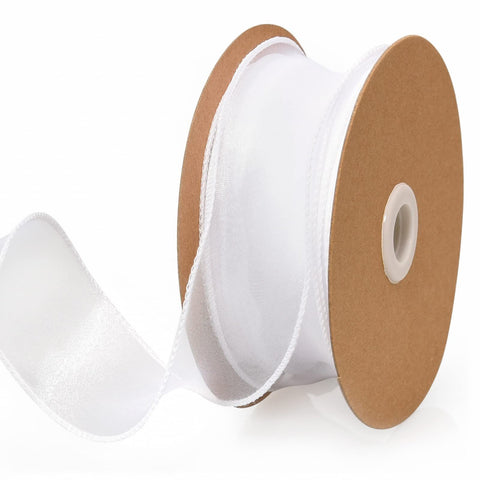 Wide White Wired  Ribbon Ribbons for Crafts Floral Bouquets Wedding Car Party Decorations Valentine's Day Gift Wrapping Bow In Australia - Darrahopens