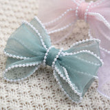 40mm Width Pearl Edge Silk Ribbon for Craft Hair Bow Gift Wrapping Wedding Decoration Dress Sewing Lace Trim（3pcs）