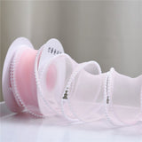 40mm Width Pearl Edge Silk Ribbon for Craft Hair Bow Gift Wrapping Wedding Decoration Dress Sewing Lace Trim（3pcs）