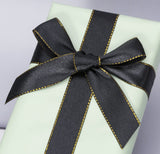 Thin Black and Gold Satin Ribbon with Gold Edges Border Fabric Ribbons for Gift Wrapping Wedding Birthday Cake Decoration Floral In Australia - Darrahopens