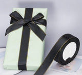 Thin Black and Gold Satin Ribbon with Gold Edges Border Fabric Ribbons for Gift Wrapping Wedding Birthday Cake Decoration Floral In Australia - Darrahopens