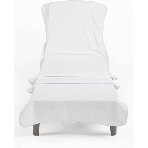 Chaise Lounge Cover - Cotton Chaise Lounge Covers Cotton Cloth Beach Chair Towel - Fitted Beach Towel w Elastic Hood, White In Australia - Darrahopens