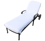 Chaise Lounge Cover - Cotton Chaise Lounge Covers Cotton Cloth Beach Chair Towel - Fitted Beach Towel w Elastic Hood, White