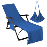 Chaise Lounge Cover Pool Chair Cover Soft and Quick Dry Beach Chair Towel Cover with Pocket, Blue 85" L x 30" W