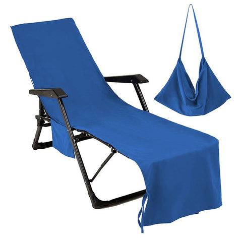 Chaise Lounge Cover Pool Chair Cover Soft and Quick Dry Beach Chair Towel Cover with Pocket, Blue 85" L x 30" W