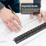 Architectural Scale Ruler,12" Aluminum Architect Triangular Ruler for Architects, Blueprint,Draftsmen and Engineers (Black)