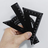 Triangular Ruler Set, 4 Pieces Aluminum Alloy Ruler, Geometric Protractor for Student,Draftsman, School Office Supplies(Black)