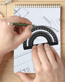 Triangular Ruler Set, 4 Pieces Aluminum Alloy Ruler, Geometric Protractor for Student,Draftsman, School Office Supplies(Black)