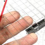 Transparent Template Ruler with Handle Protractor Scales Drafting Tool for Architectors Cartoonists Designers Engineers Triangle