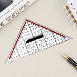 Transparent Template Ruler with Handle Protractor Scales Drafting Tool for Architectors Cartoonists Designers Engineers Triangle