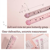 2 Pack Plastic Ruler Straight Ruler Cute Cartoon Cats Claw Ruler Plastic Measuring Tool for Student School Office,  Grey and Pink