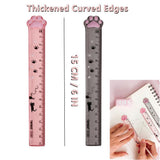 2 Pack Plastic Ruler Straight Ruler Cute Cartoon Cats Claw Ruler Plastic Measuring Tool for Student School Office,  Grey and Pink