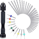 57 Pieces Hand Drill Bits Set, Pin Hand Drill,46 Pieces Micro Twist Drill Bits and 10 Pieces Mini Drill Bits (Random Color Drill) In Australia - Darrahopens