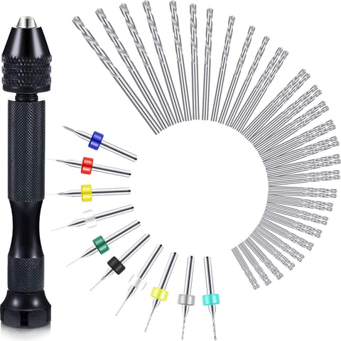 57 Pieces Hand Drill Bits Set, Pin Hand Drill,46 Pieces Micro Twist Drill Bits and 10 Pieces Mini Drill Bits (Random Color Drill) In Australia - Darrahopens