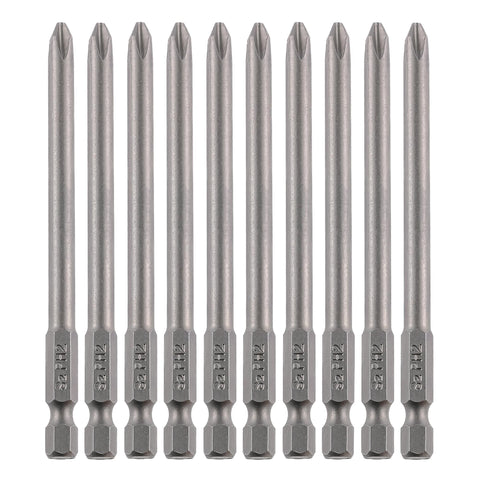 Cross Slot PH2#2 Long Screwdriver Bit Set 10 PCS 1/4 Inch Hex Shank 4 Inch/100 mm Length S2 Steel with Magnetic In Australia - Darrahopens