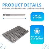 Cross Slot PH2#2 Long Screwdriver Bit Set 10 PCS 1/4 Inch Hex Shank 4 Inch/100 mm Length S2 Steel with Magnetic In Australia - Darrahopens