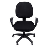 Stretch Jacquard Office Computer Chair Seat Covers, Removable Washable Anti-dust Desk Chair Seat Cushion Protectors - Black
